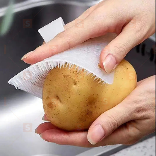 Perie de curățare multifuncțională, perie multifuncțională pentru fructe și legume, perie pentru curățare fructe și legume, perie de curățare moale și pliabilă cu inel