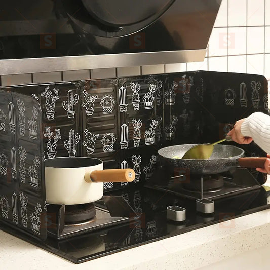 Aparator de stropire din folie de aluminiu pentru sobe de gatit, rezistent la ulei, pliabil, durabil, captuseala de arta nordica.