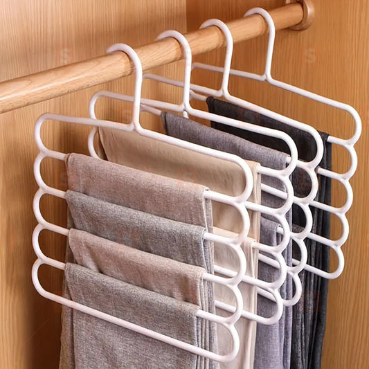 Umeraș pentru pantaloni din metal cu 5 niveluri, suport pliabil cu acoperire anti-alunecare pentru cravate, pantaloni, eșarfe, organizator de economisire a spațiului pentru dulap, dulap, casă