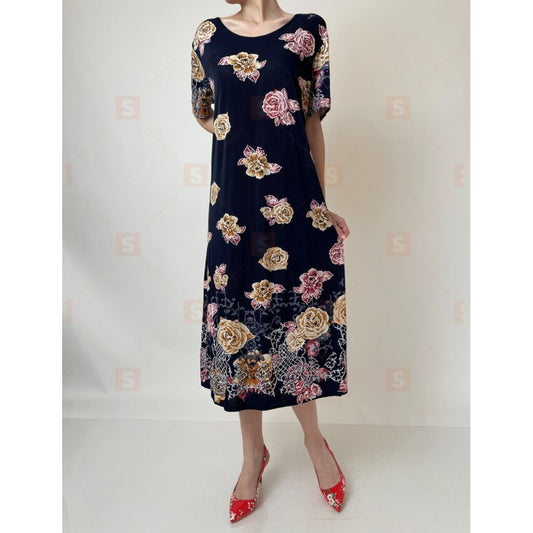 Rochie de dama din jerse cu maneca scurta, pana la genunchi