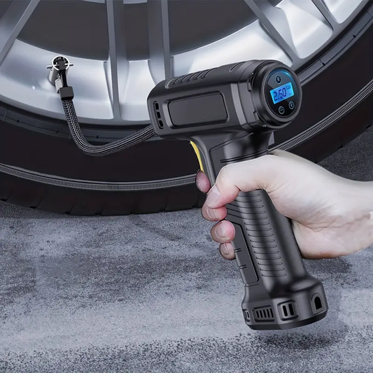 Compresor de aer portabil pentru mașină de 120 W: umflați-vă anvelopele cu ușurință - Pompă de mână fără fir și cu fir cu lumină LED
