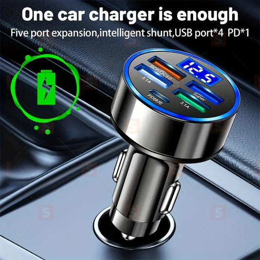Încărcare rapidă pentru telefon auto Adaptor USB cu 4 porturi Încărcător auto tip C încărcător super rapid