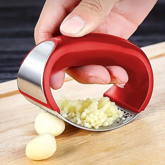 Presă de usturoi din oțel inoxidabil Presă de usturoi Cuțit profesional pentru usturoi de bucătărie cu mâner ergonomic Mașină de curățat usturoi din silicon
