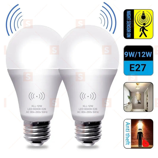 Bec cu senzor de mișcare LED 9W Bec cu economie de energie Alb rece 6000K Bec cu senzor de lumină nu este reglabil