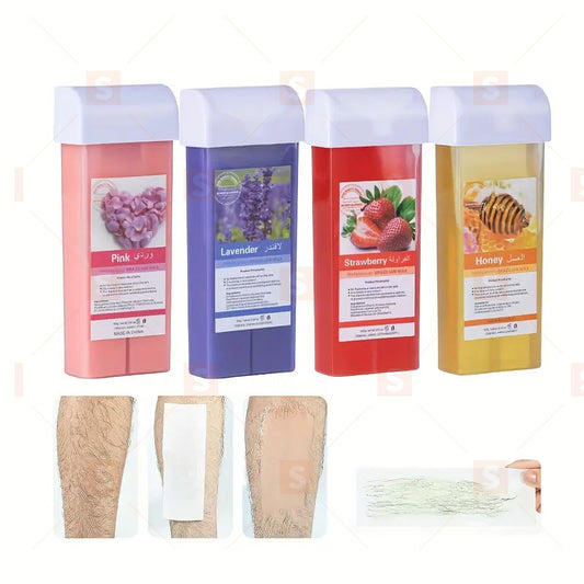 Kit de cartuș de ceară cu cartușe de ceară fierbinte pentru îndepărtarea părului, ceară pentru îndepărtarea părului, 100 ml, reumplere cu role