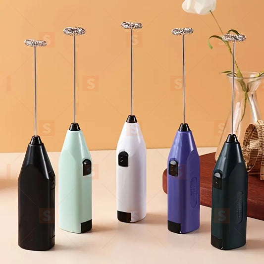 Spumator de lapte electric, Spumant manual de lapte pentru cafea, Latte Macchiato, Cappuccino, Matcha, Funcționează cu baterie, Stick de amestecare a cafelei (trebuie să cumpărați propria baterie)