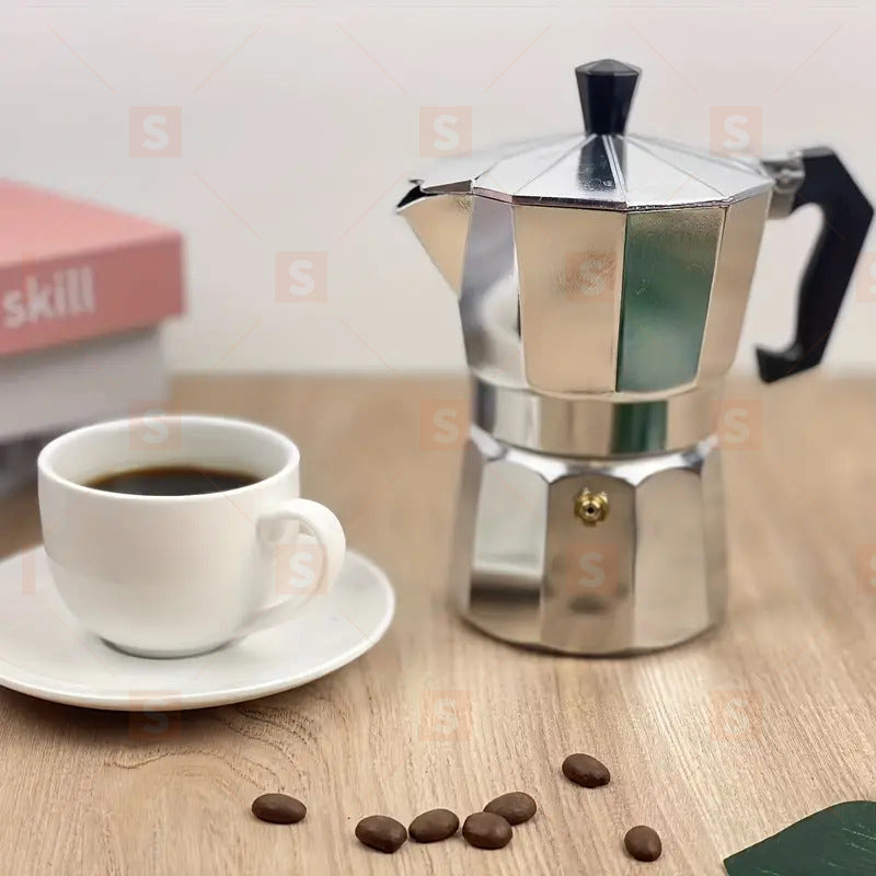 Класически ретро алуминиев кафеварка, преносим алуминиев Moka Pot, Espresso Shot Maker за дома