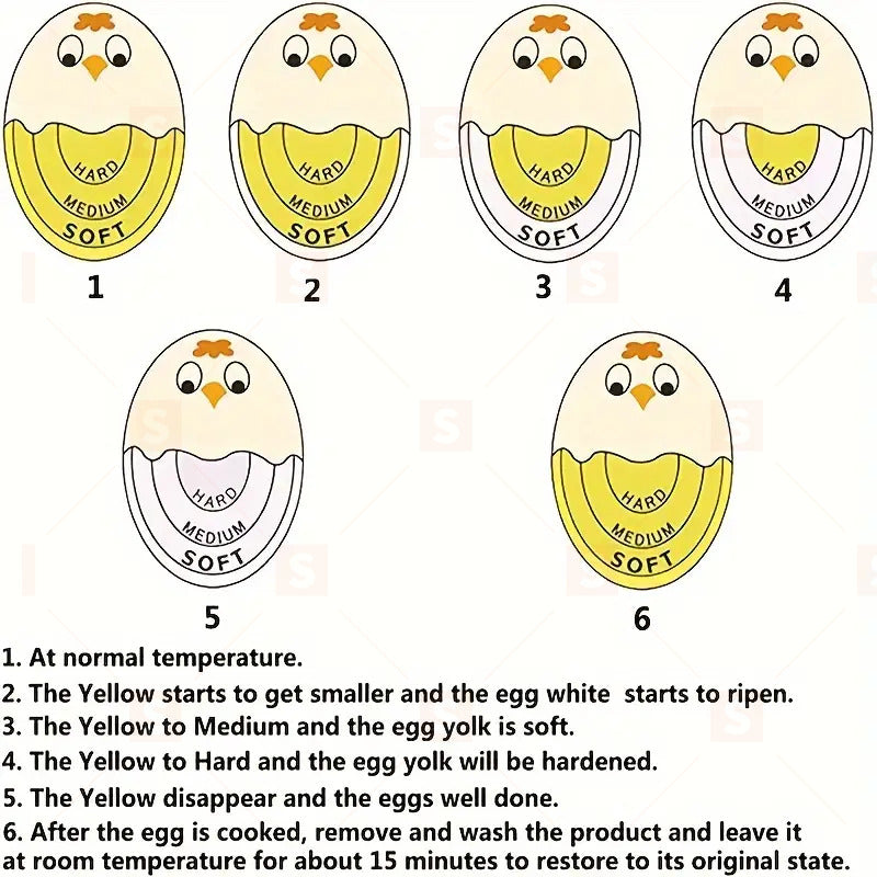 Таймер за яйца, Таймер за яйца за готвене с охлаждане, Таймер за яйца от смола, Таймер за яйца за 3 твърдости, за във вода, с променящ се цвят, безопасен нетоксичен, издръжлив таймер за яйца