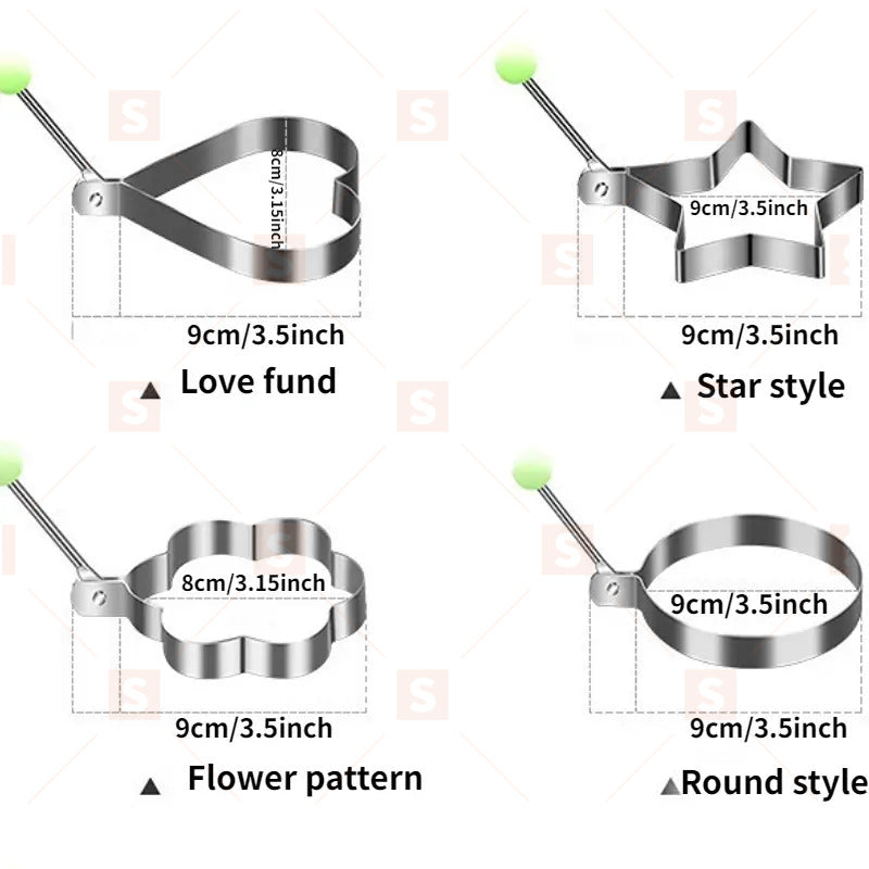 Неръждаема стомана форма за омлет с палачинка от пържено яйце, инструменти за готвене на яйца на тиган, аксесоари за кухня за каравана, пръстени за гаджета, 4 стила за избор.