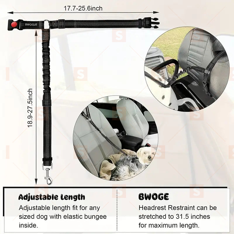 Двуцветен 2 в 1 колан за кола за домашни любимци от найлон с водач, преден колан за безопасност на задната седалка, регулируем за куче и котка