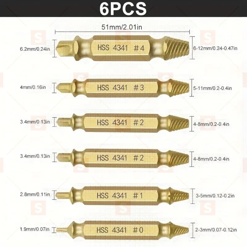6 бр. винтоизтегач, малък комплект за отстраняване на винтове, триъгълни винтоверти, магнитни винтове, стоманена триъгълна бормашина, за повредени винтове