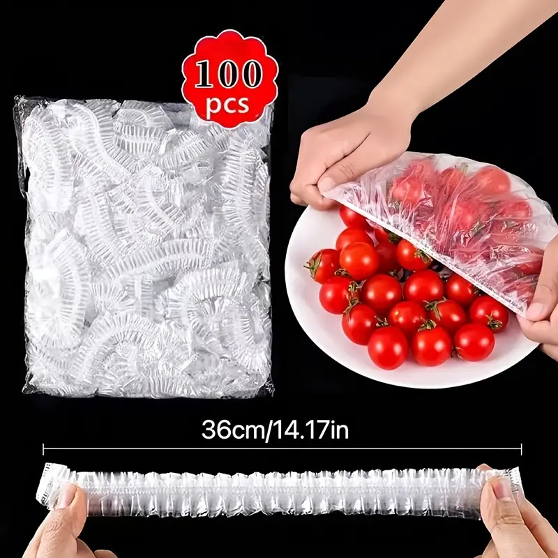 100 buc. / pungă Capace alimentare extensibile reutilizabile - Păstrați resturile proaspete și în siguranță 