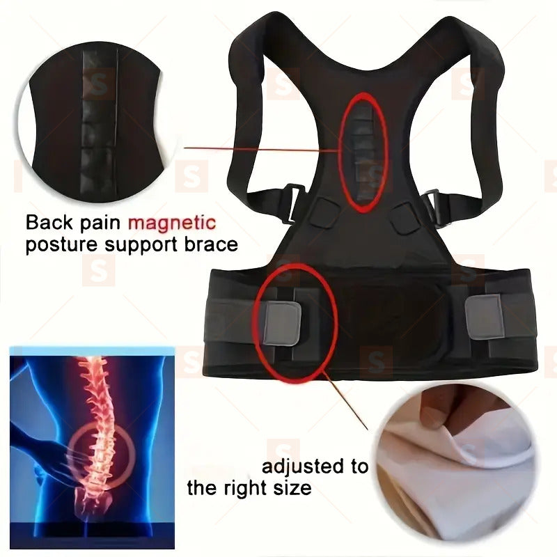 Магнитен коректор за постава за мъже и жени, регулируема подплънка за горна част на гърба, подкрепа за ключицата за врат, рамо и горна част на гърба, лесно за носене, подобрете поставата си с тази магнитна подплънка за гръб.