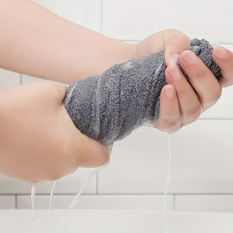 5 buc. Prosoape de bucatarie din microfibra super absorbante - prosoape late si groase gri si albe pentru curatare si uscare usoara.