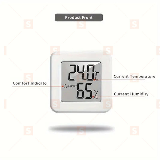 Мини LCD термометър, цифров термометър, вътрешен хигрометър, безжичен хигрометър, влагомер за бебешка стая, всекидневна, офис, оранжерия (бял).