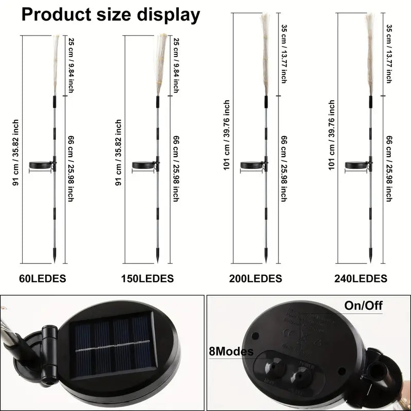 1 пакет, Слънчеви градински стълбови светлини Starburst, водоустойчиви, 8 режима - Осветете градината си със слънчеви светлини фойерверки външни стълбови светлини за самостоятелен монтаж
