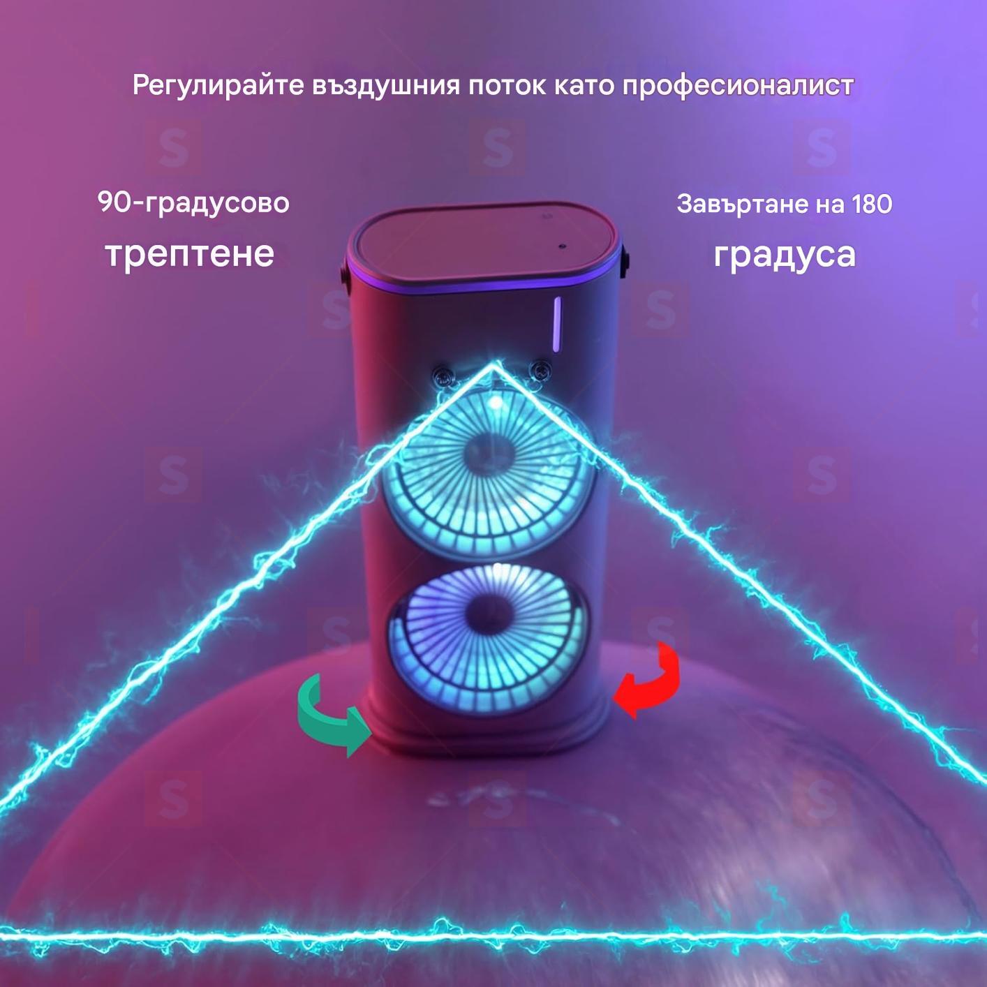 Преносим акумулаторен охлаждащ вентилатор, личен климатик, изпарителен въздушен охладител за стая, преносими вентилатори за охлаждане на открито, които издухват студен въздух за пътуване и др.