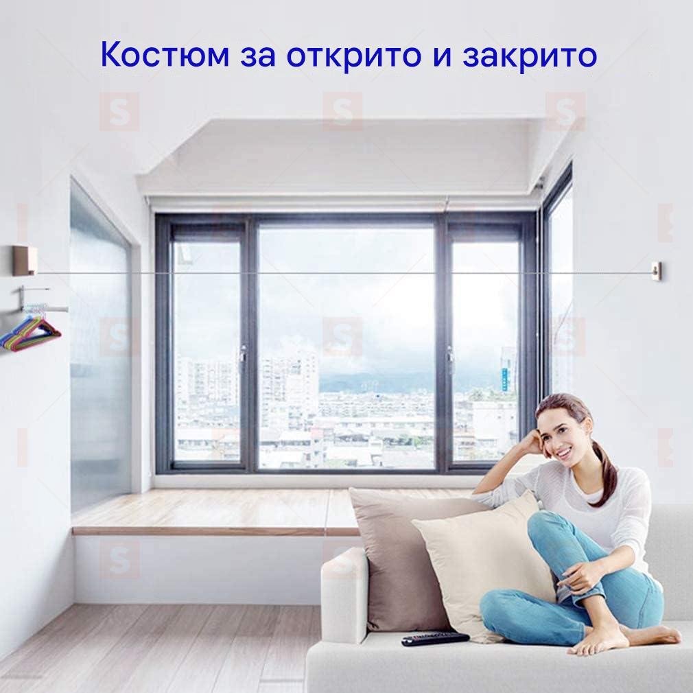4.2M Прибираща се линия за дрехи, линия за дрехи, прибираща се на открито/на закрито, тежък дълг от неръждаема стомана, регулируема сушилня за сушене на въжета с ABS калъф + алуминий, самозалепваща се стена
