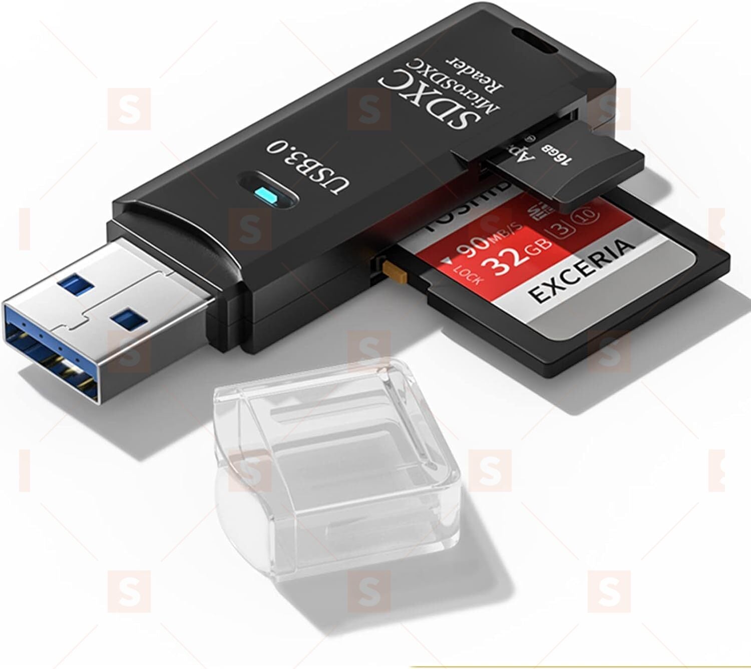 USB3.0/2.0 четец на микро SD карти, 5Gbps 2-в-1 четец на SD карти към USB адаптер, Wansurs четец на карти с памет за SDXC, SDHC, MMC, RS-MMC, Micro SDXC, Micro SD, Micro SDHC и UHS-I карта