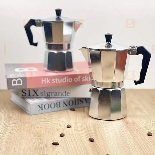 Filtrul de cafea retro clasic din aluminiu Aparat portabil de cafea Moka din aluminiu pentru casa