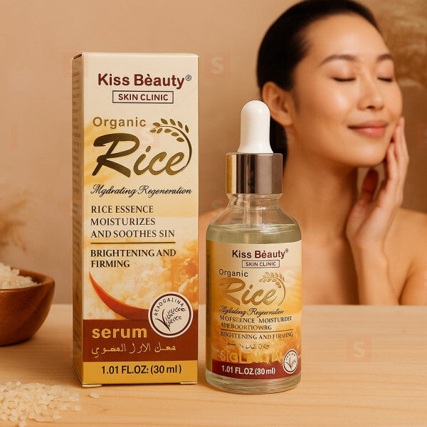 Органичен серум с оризова есенция Kiss Beauty Rice Serum – дълбока хидратация и подхранване за здрава, сияйна кожа – изглажда финни линии, намалява признаците на стареене и изравнява тена – натурална грижа за всеки тип кожа