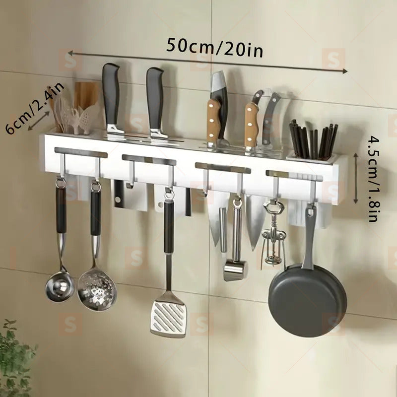 Стойка за съхранение на ножове, държач за ножове, многофункционални държачи за кухненски прибори, стойки за прибори за стена с куки