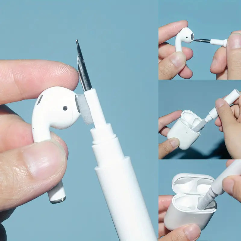 Четка за почистване на слушалки за AirPods и AirPods Pro 1 2, преносим комплект за почистване на калъф за безжични слушалки 3 в 1 с четка за почистване