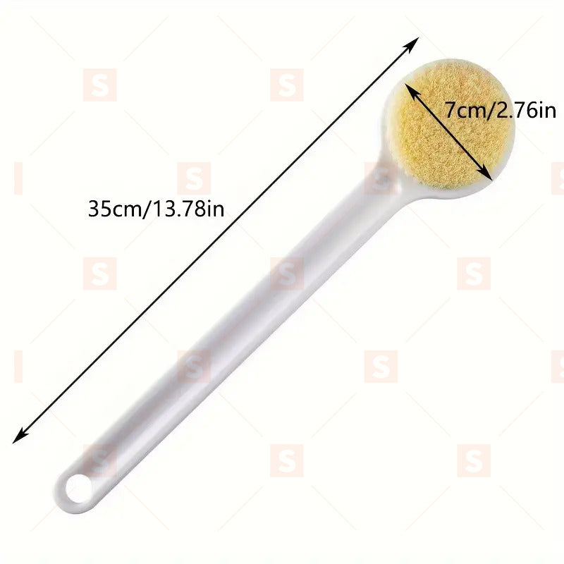 Четка за гръб, четка за масаж, четка за баня, непластична четка за душ, четка за тяло, скрабер с дълга дръжка за ексфолиране, масаж, подобряване на кръвообращението