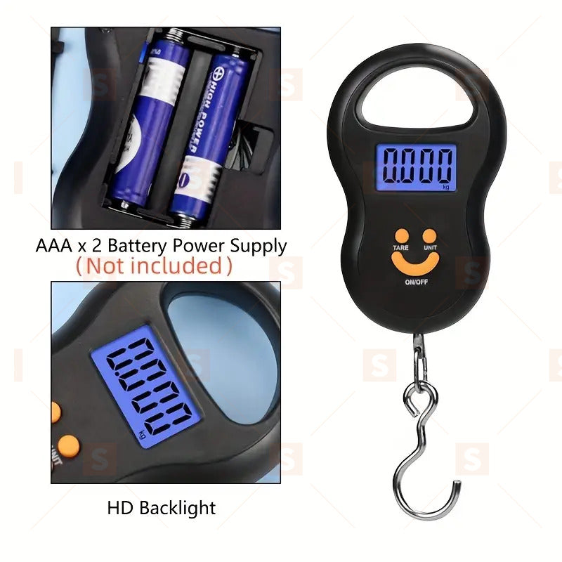 Черна електронна везна 1764oz/0.35oz (50Kg/10g) – висяща дигитална везна с LCD подсветка – прецизно измерване за риболов, багаж и джобна употреба – лесна за пренасяне, здрава и точна за всякакви тежести.