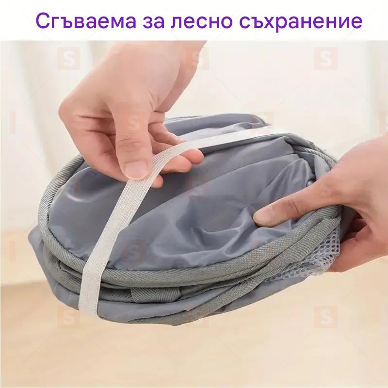 Много голяма сгъваема мрежеста кошница за пране – Чанта с дръжки за съхранение на дрехи у дома