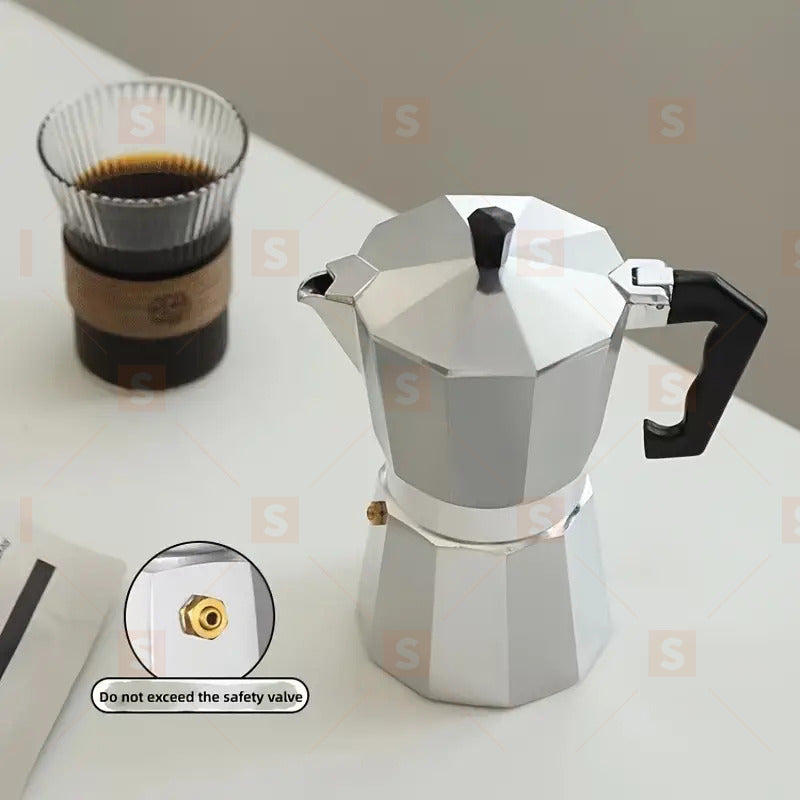 Класически ретро алуминиев кафеварка, преносим алуминиев Moka Pot, Espresso Shot Maker за дома