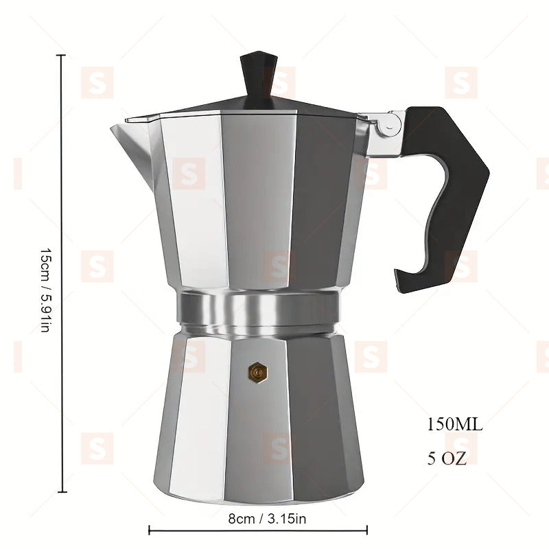 Класически ретро алуминиев кафеварка, преносим алуминиев Moka Pot, Espresso Shot Maker за дома