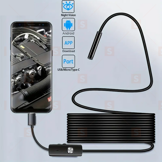 200см ендоскоп камера за Android – Мек кабел, 7мм обектив, USB и Type-C, 640×480P