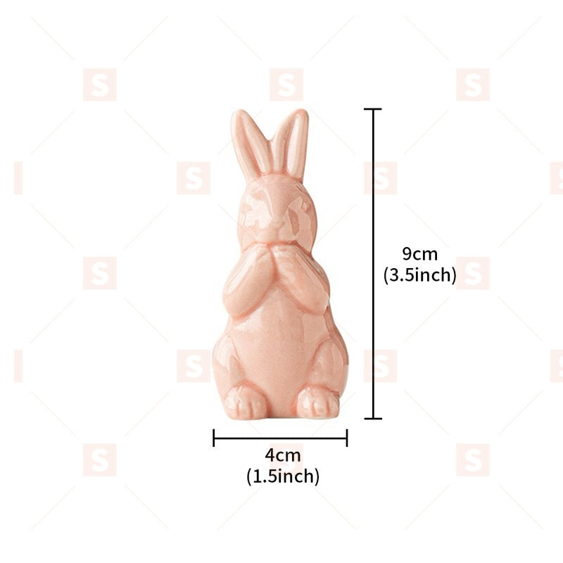 1 бр. Сладък прост керамичен заек орнамент, Великденска декорация за заек в хола, спалнята, работния плот