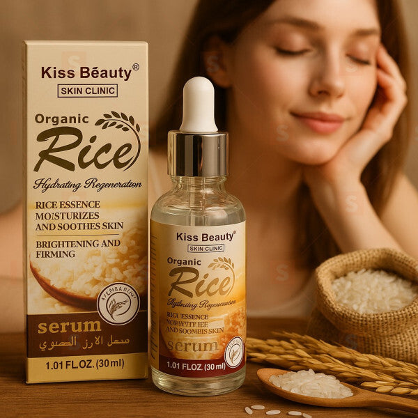 Органичен серум с оризова есенция Kiss Beauty Rice Serum – дълбока хидратация и подхранване за здрава, сияйна кожа – изглажда финни линии, намалява признаците на стареене и изравнява тена – натурална грижа за всеки тип кожа