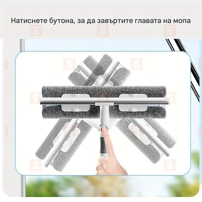 Многофункционална 2-в-1 стъкларка и почистващ инструмент – изработена от пластмаса и неръждаема стомана, идеална за стъкло, плочки, душ кабини, подове, стени и външни повърхности