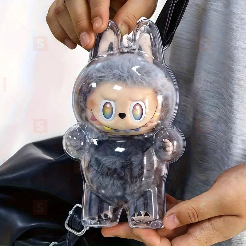 Кристална кутия за показване LABUBU 3.0 – Прозрачен вертикален дисплей за фигурки, издръжлив PMMA материал, кутия за съхранение и декорация