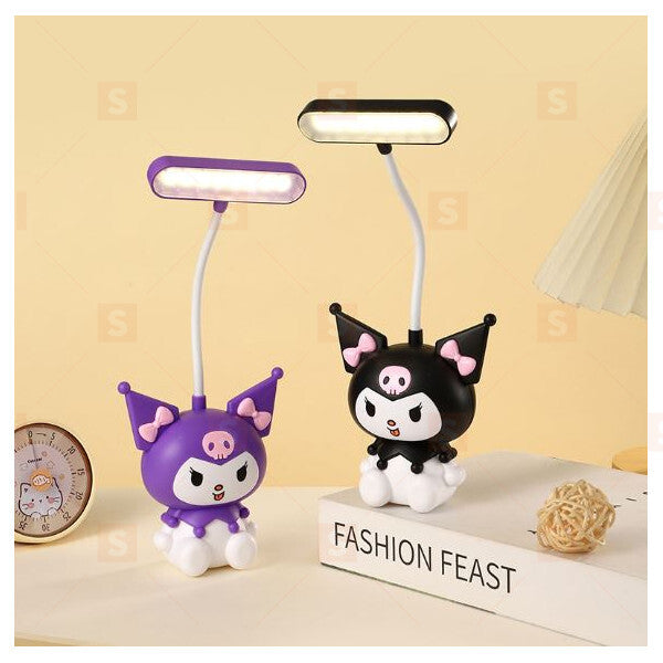 Презареждаема нощна LED лампа Kuromi / My Melody с USB зареждане – сладка настолна лампа в лилаво или черно, идеална за детска стая, подарък или декорация