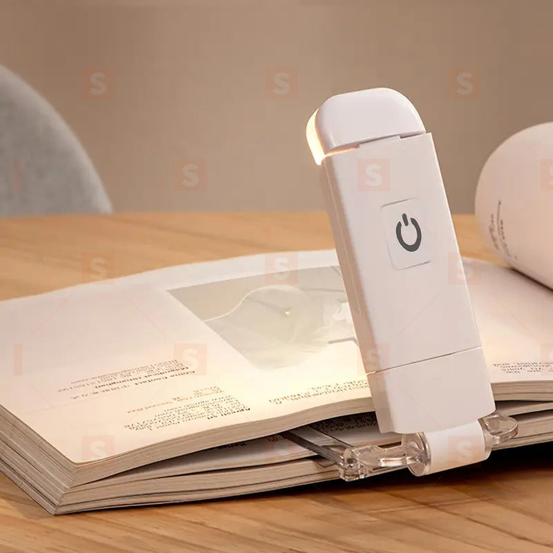 Компактна USB презареждаема лампа за четене – Сгъваема, с щипка, 3 нива на яркост