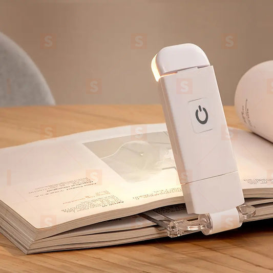 Компактна USB презареждаема лампа за четене – Сгъваема, с щипка, 3 нива на яркост