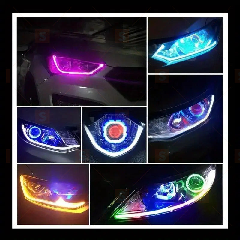 12V LED дневна светлина за автомобил с APP контрол – RGB течаща лента без батерия