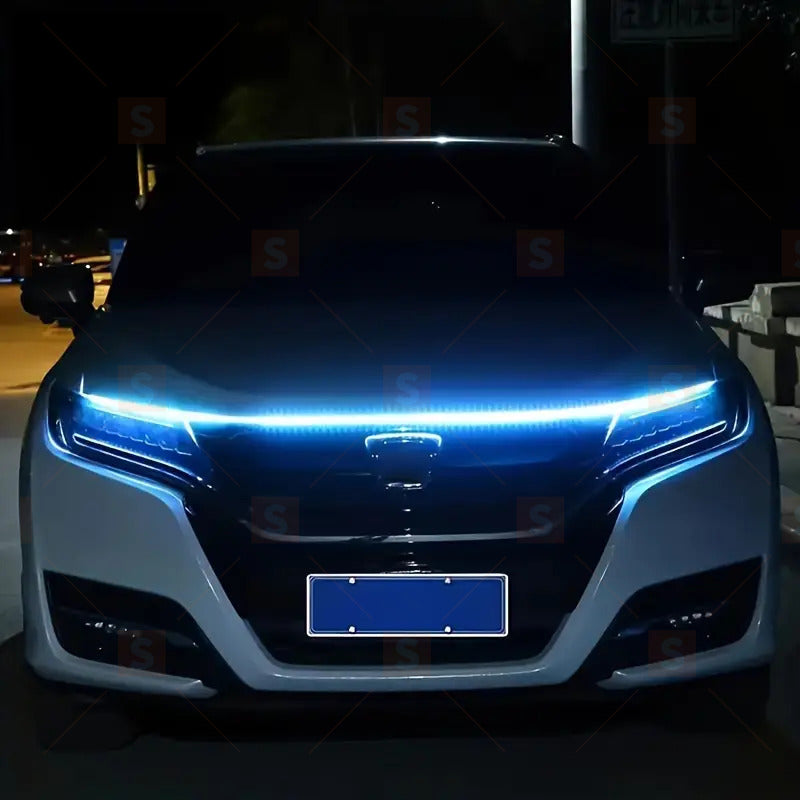 LED светлини за капака на колата – 150 см 12V декоративна лента за решетка, универсална за камиони и пикапи, без батерия, Ледено синьо