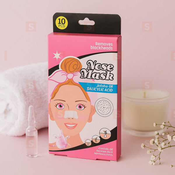 10 бр. ленти за премахване на черни точки Nose Mask – ефективно почистване на порите – подходящи за всички типове кожа – премахват замърсявания и излишен себум за чист и свеж нос