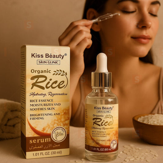 Органичен серум с оризова есенция Kiss Beauty Rice Serum – дълбока хидратация и подхранване за здрава, сияйна кожа – изглажда финни линии, намалява признаците на стареене и изравнява тена – натурална грижа за всеки тип кожа