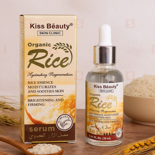 Органичен серум с оризова есенция Kiss Beauty Rice Serum – дълбока хидратация и подхранване за здрава, сияйна кожа – изглажда финни линии, намалява признаците на стареене и изравнява тена – натурална грижа за всеки тип кожа