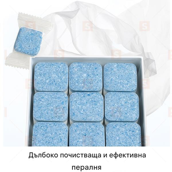 12 бр. таблетки за дълбоко и ефективно почистване на перални – премахват варовик, замърсявания и неприятни миризми – подходящи за всички перални машини – лесна употреба и бързи резултати