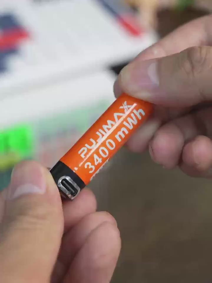 USB акумулаторни AA батерии, 3400mWh литиеви батерии AA 1.5V, презареждащи се двойни A батерии, с 2-в-1 USB-C кабел за зареждане и LED индикатор, комплект от 2 броя.