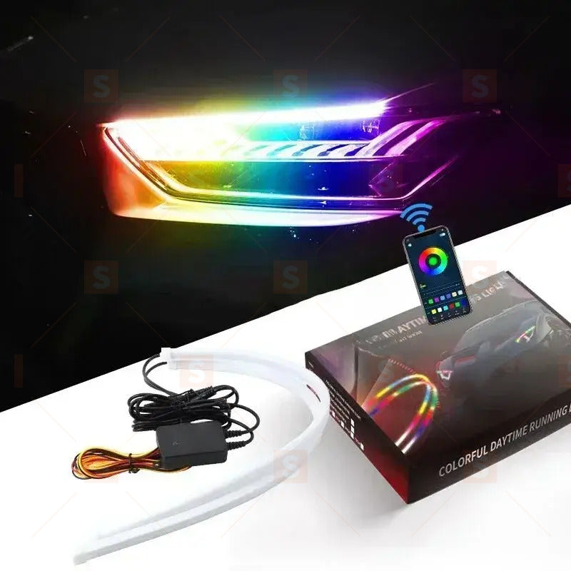 12V LED дневна светлина за автомобил с APP контрол – RGB течаща лента без батерия