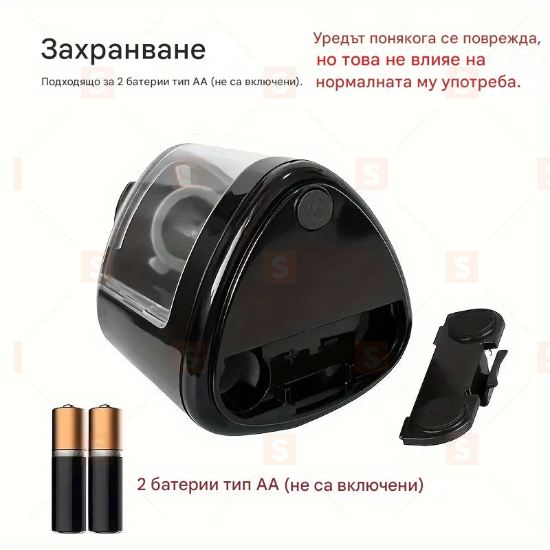 Автоматична електрическа точилка за моливи с автостоп и защита от счупване на графита. Черна, компактен дизайн, без батерии. Точи бързо и лесно. Подходяща за офис и училище. Стилен вид с прозрачен контейнер за отпадъци.