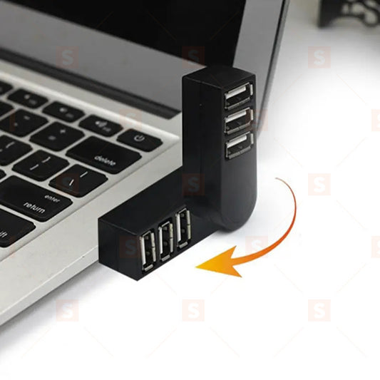 3-в-1 USB въртящ се хъб за лаптоп и компютър – Компактен USB адаптер с 3 порта, USB 3.0 хъб с пестене на място, въртящ се дизайн, съвместим с всички устройства
